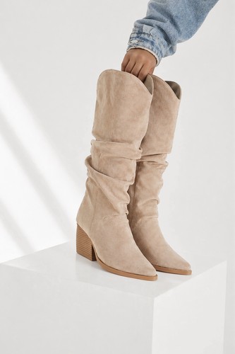 Damen beige stiefel - beige, mit
